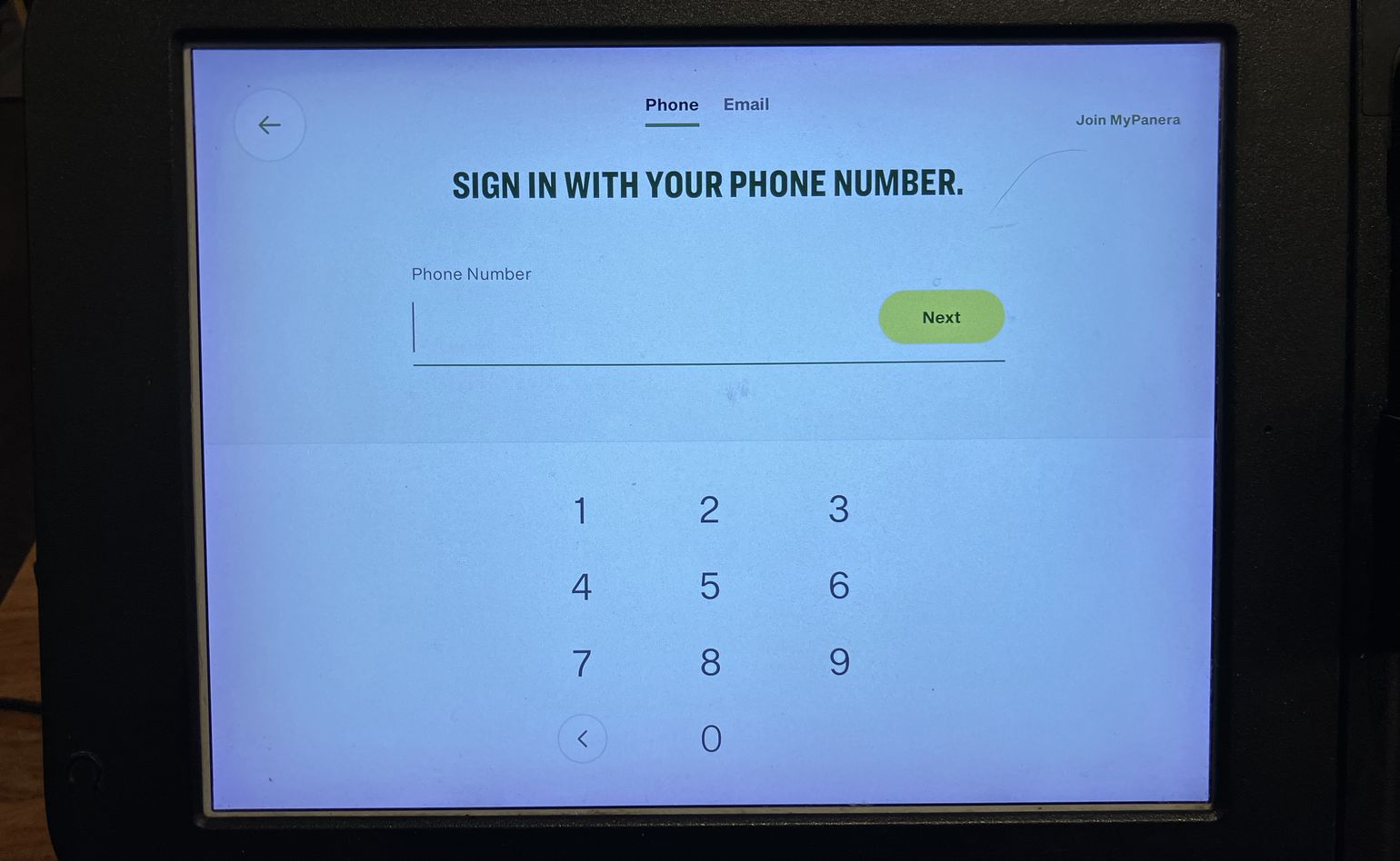 Sign in with your phone number. I could also select Email if I was so inclined.