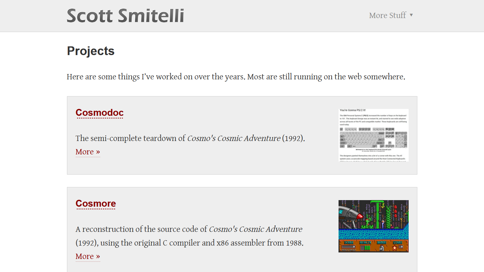 An older version of ScottSmitelli.com being served by Docroute